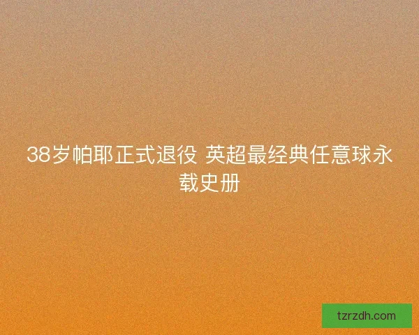 38岁帕耶正式退役 英超最经典任意球永载史册